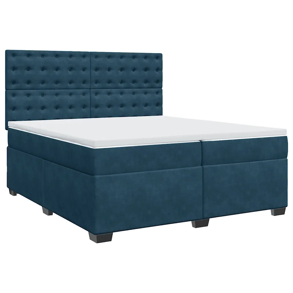 Giroletto a Molle con Materasso Blu 200x200 cm in Velluto