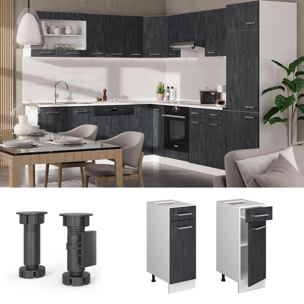 Vicco Mobiletto base per cucina Calcestruzzo nero 30 cm PL Antracite