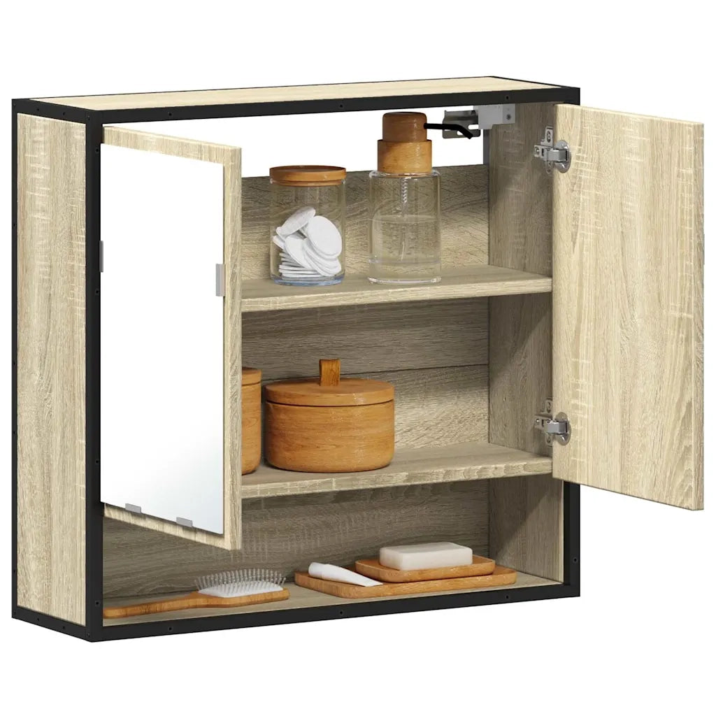 Mobiletto con specchio per bagno-Armadietto a Specchio da Bagno in rovere Sonoma 65x20x60 cm in legno ingegnerizzato 453562