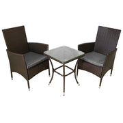 Set Salottino Bistro da Giardino 2 Sedie e Tavolo in Poly Rattan Vimini Marrone
