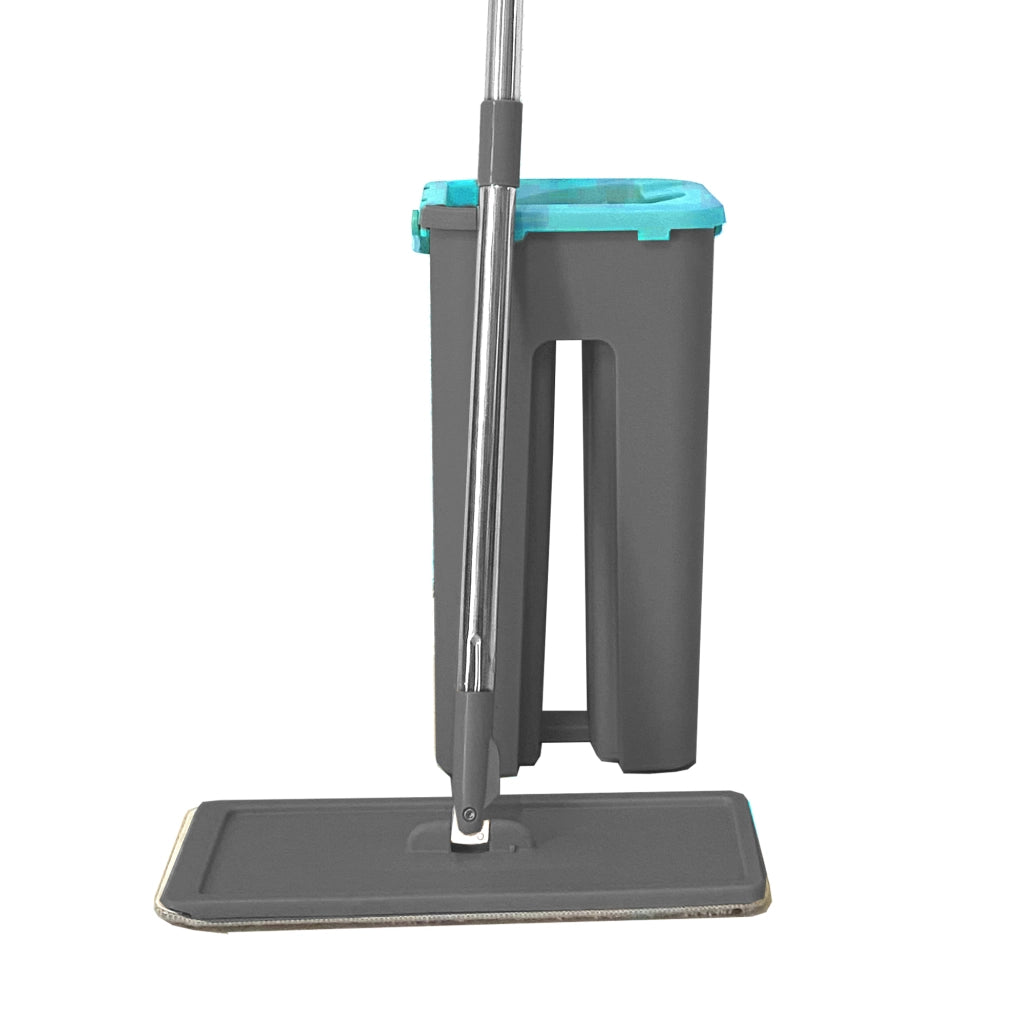 Panno extra piatto con secchio strizzatore 4 Panni riutilizzabili in microfibra blu