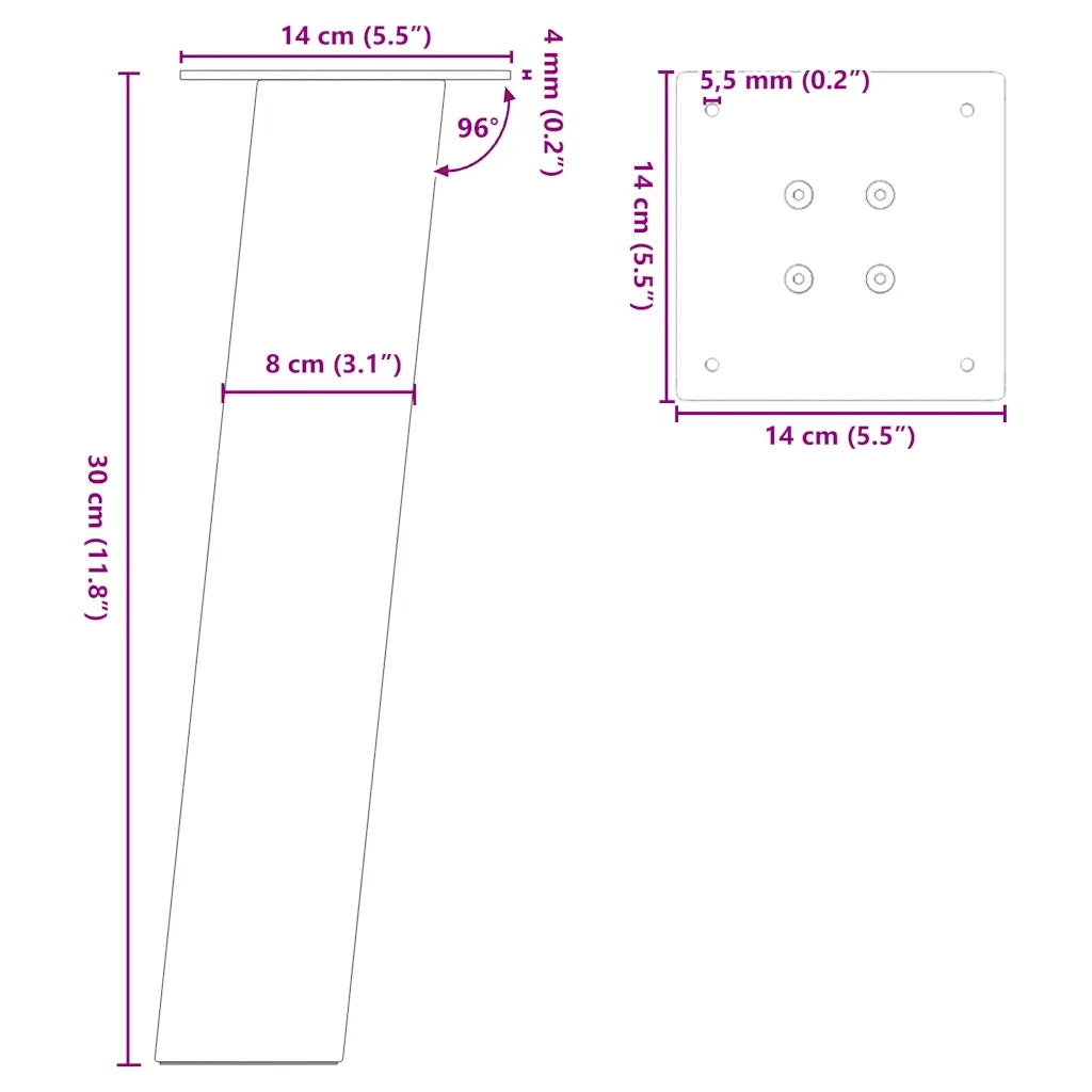 Gambe per tavolino 4 pz Antracite 30 cm Acciaio 4012498