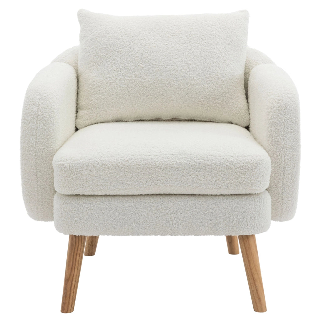 Poltrona singola in teddy con cuscino; bianco; 71 x 72 x 71 cm