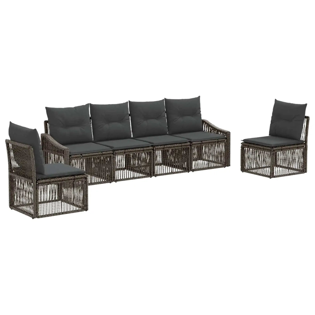 Set Divano da Giardino 6 pz Grigio polyrattan 3435968