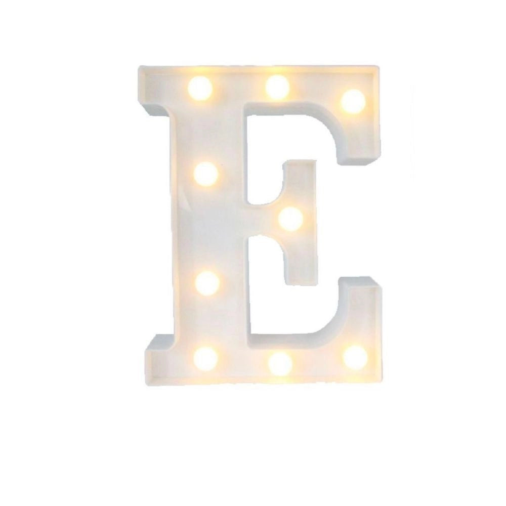 Trade Shop - Lettera E Luminosa Con Luci Led A Batteria Decorazioni Per La Casa Dim. 22 Cm -