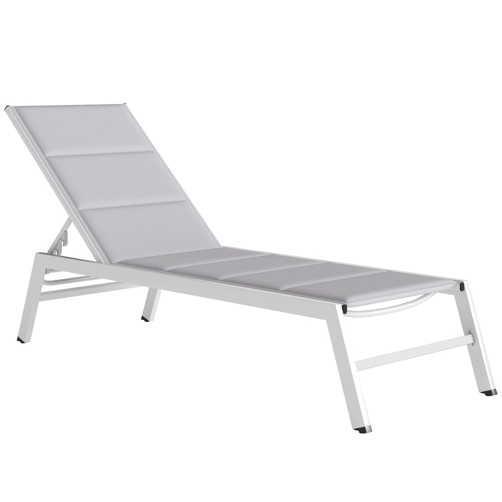 Sdraio Imbottita, Schienale 6 Posizioni, Telaio Alluminio, Capacit¨¤ 120 Kg, Grigio Chiaro