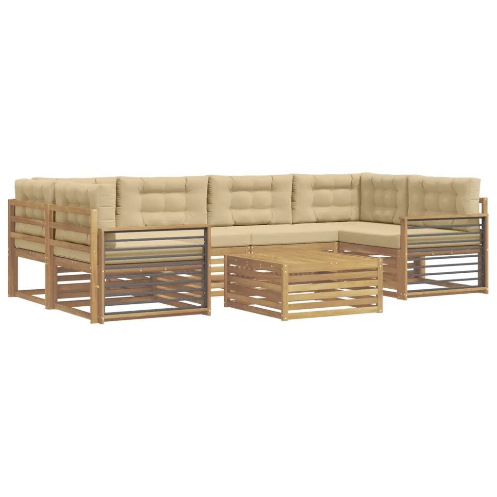Set di divani da esterno 7 pz Bianco e Beige Poliestere 3390138