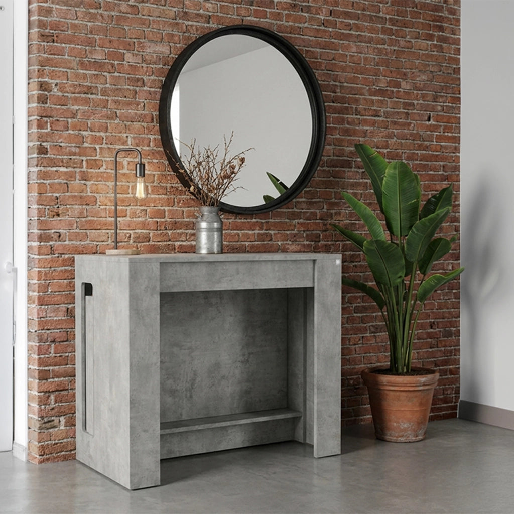 Tavolo consolle allungabile, tavolo da pranzo 45/300×90 cm effetto cemento- Atena