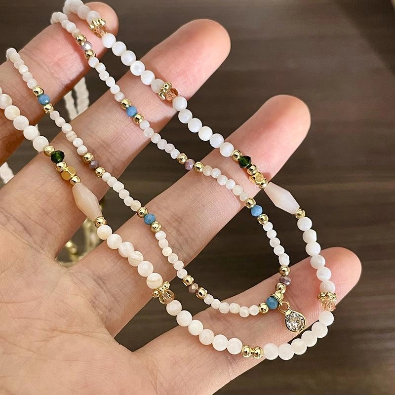 Collana fatta a mano con perle barocche in pietra naturale, regalo di Natale o di compleanno.