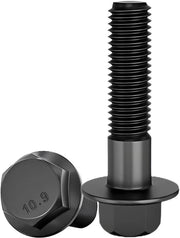 Viti a flangia M6 x 35 mm - Flangia - Acciaio leggermente trattato - Trattamento nero - Grado 10,9 - Quantità 20 pezzi - Viti a flangia