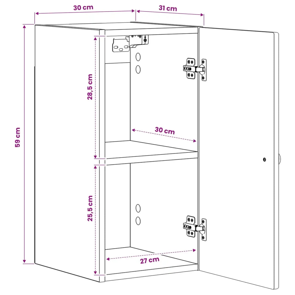 Armadio da bagno a muro ZWOLLE Grigio Cemento 30 x 31 x 63 cm 896368