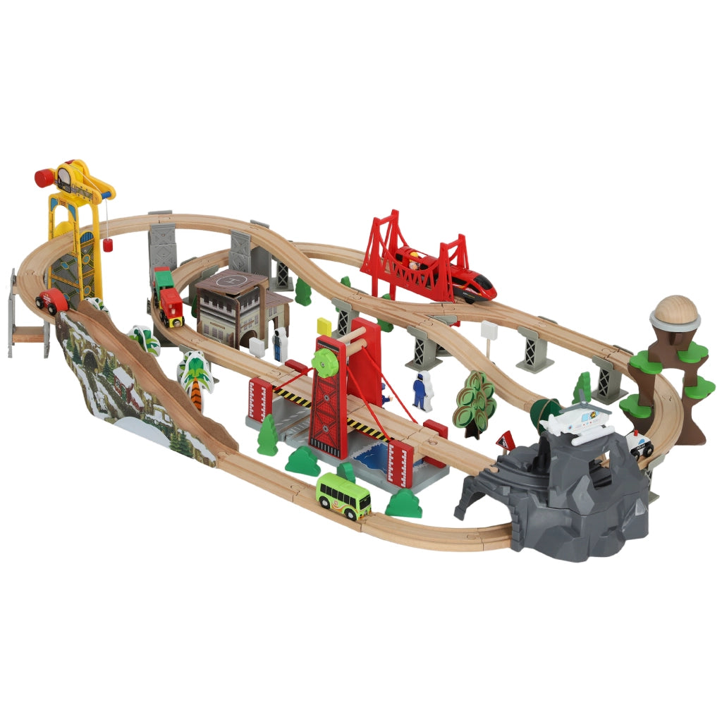 Treno Giocattolo in Legno ¨C Minimal ¨C 100 Pezzi, Colori Vari