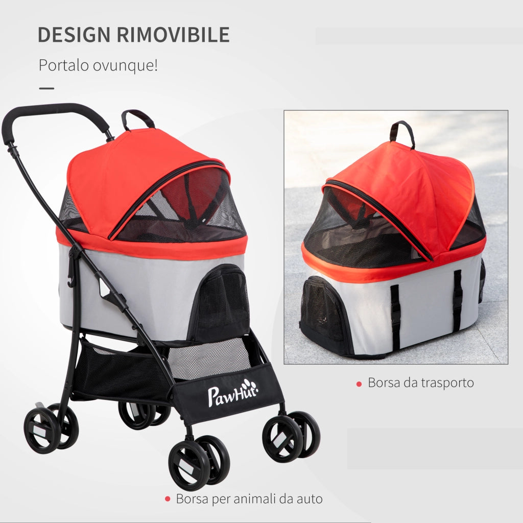 Trasportino per Cani Pieghevole con Tettuccio ¨C zephmum ¨C 82x49.5x98cm, Rosso
