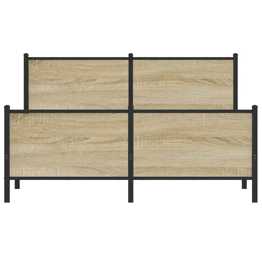 Letto matrimoniale | Letto per adulti | Giroletto senza Materaso in Metallo Rovere Sonoma 150x200 cm
