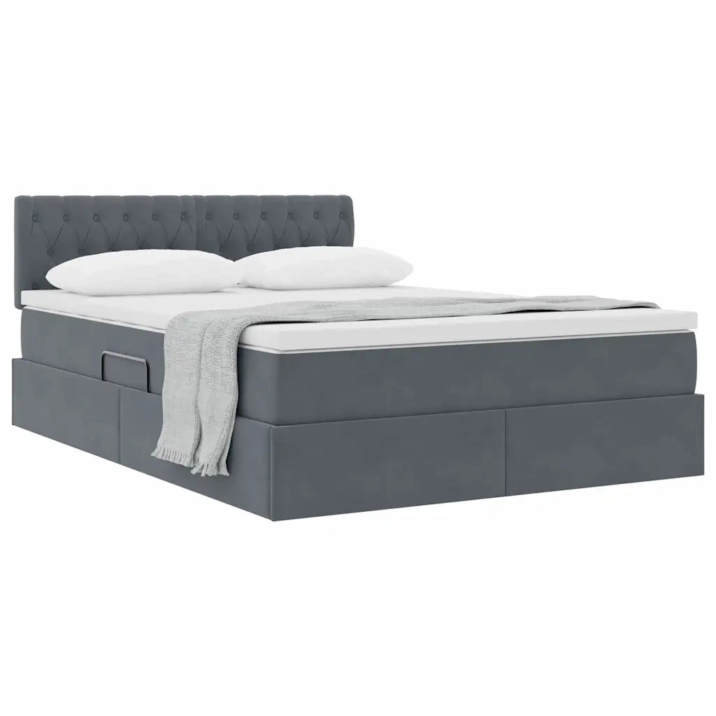 Letto con Contenitore Grigio scuro 140 x 200 cm Velluto 3370822