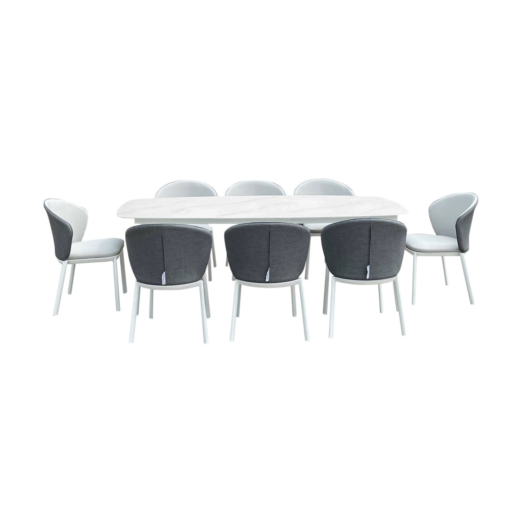 Set Tavolo Rettangolo e 6 Sedie da Giardino in Alluminio Freedom 180 Bianco