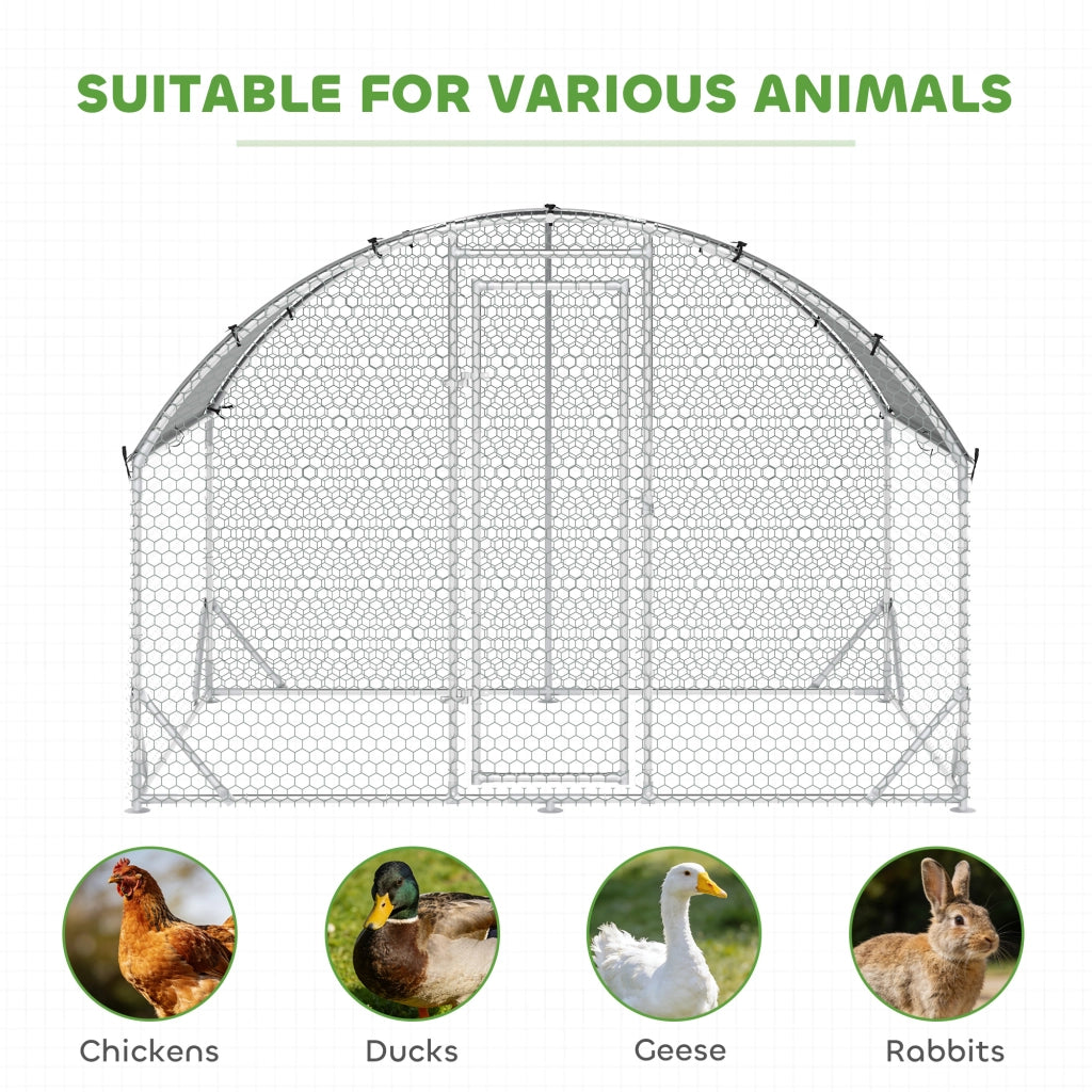 Recinto per Galline in Metallo Galvanizzato con Tetto ¨C Minimal ¨C Argento 280x190x197 cm
