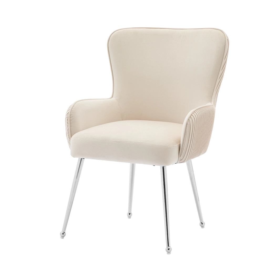 Sedia da pranzo 6 pezzi con braccioli e supporto lombare, in velluto, Beige
