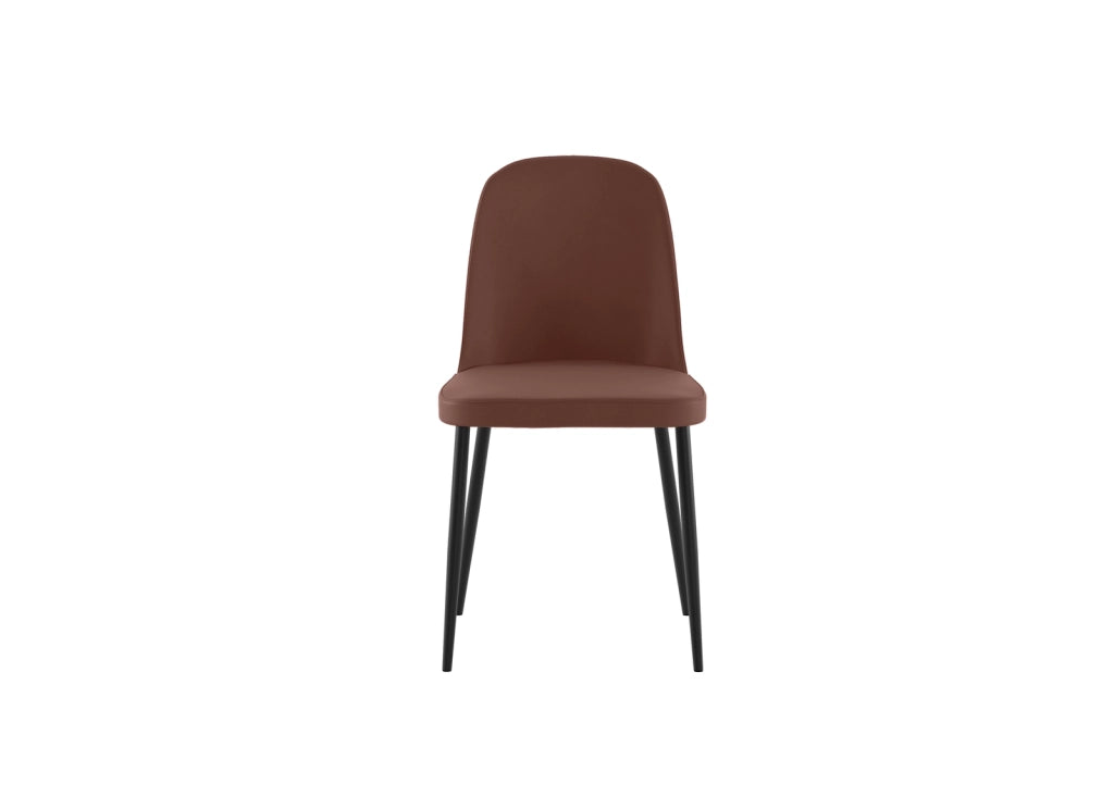 Sedia Tamara da pranzo moderna rivestimento soft-touch bordeaux gambe in metallo nero, design elegante 45x52x85 cm - Seduta Design