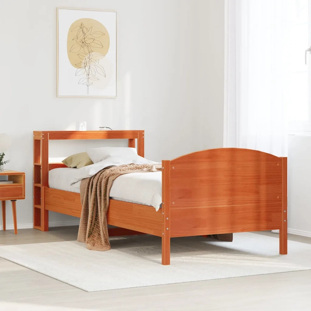 Letto senza Materasso-Struttura Letto Marrone Cera 75x190 cm in Legno di Pino 576394