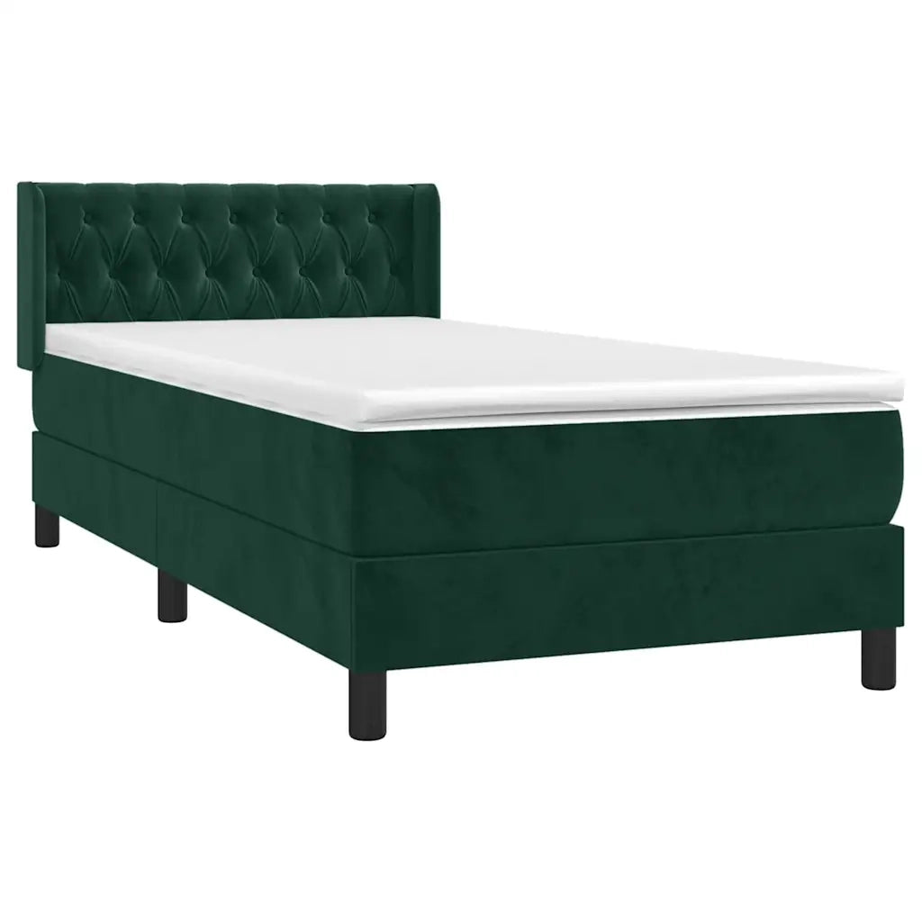 Giroletto a Molle con Materasso-Struttura Letto Verde Scuro 90x190 cm Velluto 126154