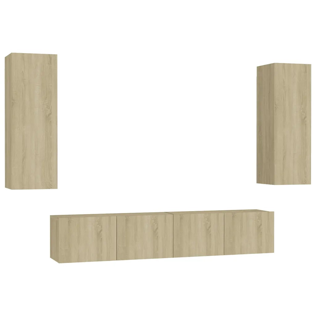 Set di Mobili TV 4 pz | Armadietto TV | Mobile Porta TV Rovere Sonoma in Legno Multistrato