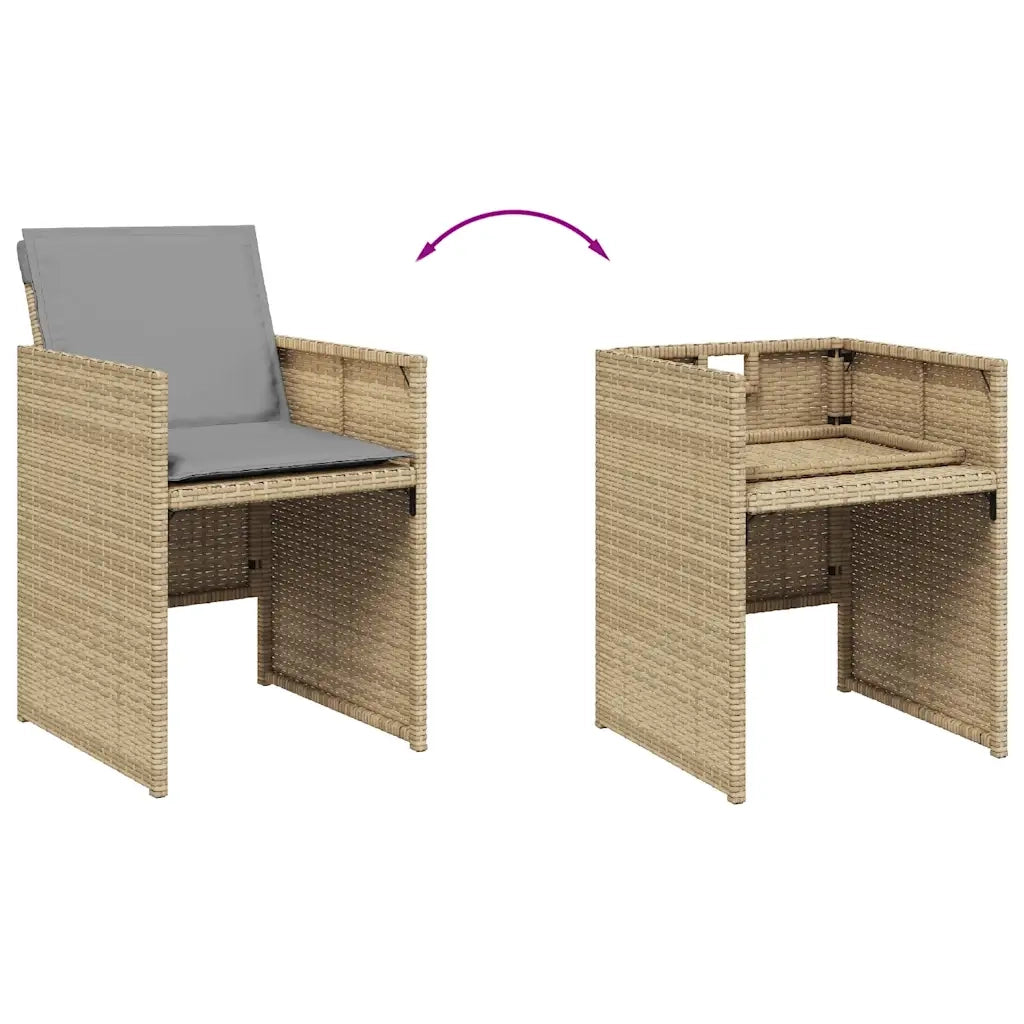 Set Pranzo da Giardino 11 pz con Cuscini Beige Misto Polyrattan 3277799