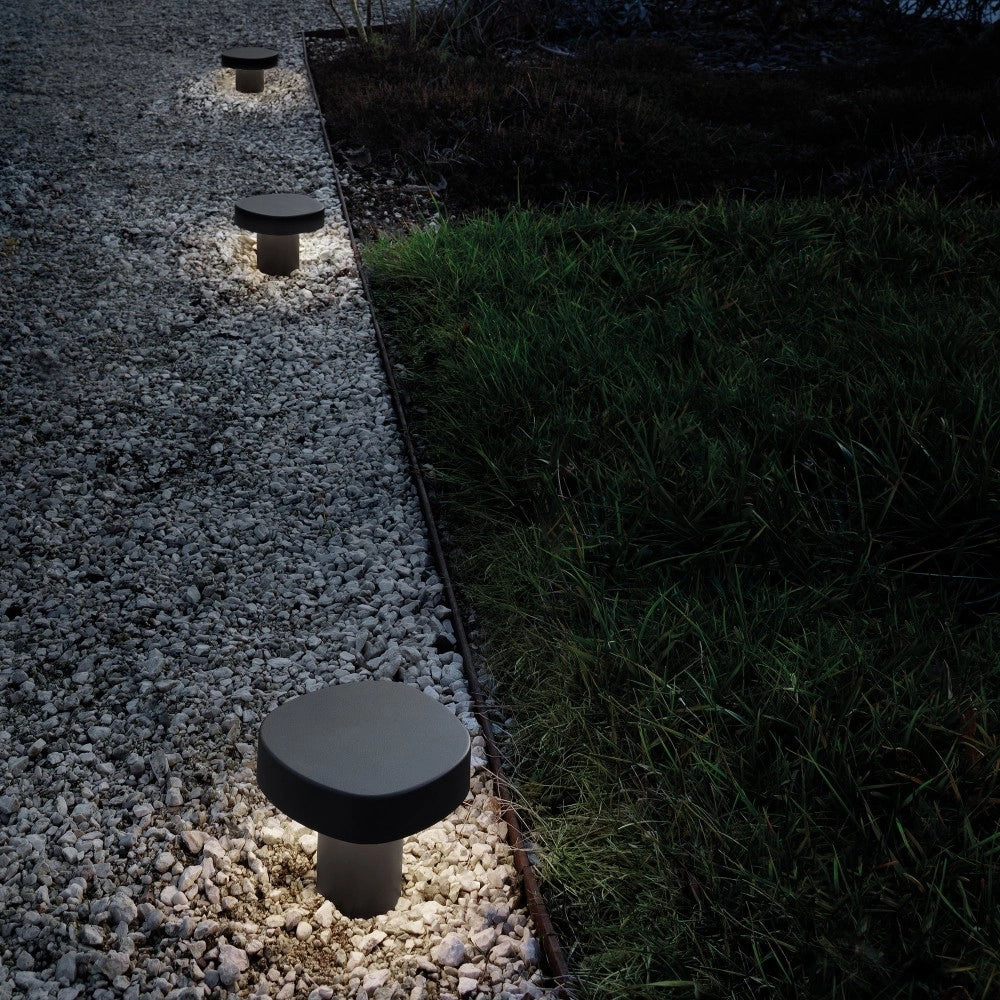 Zafferano Ciottolo - Paletto Led da esterno IP54 7W 3000K design moderno in alluminio per giardini e vialetti - 10 cm Corten