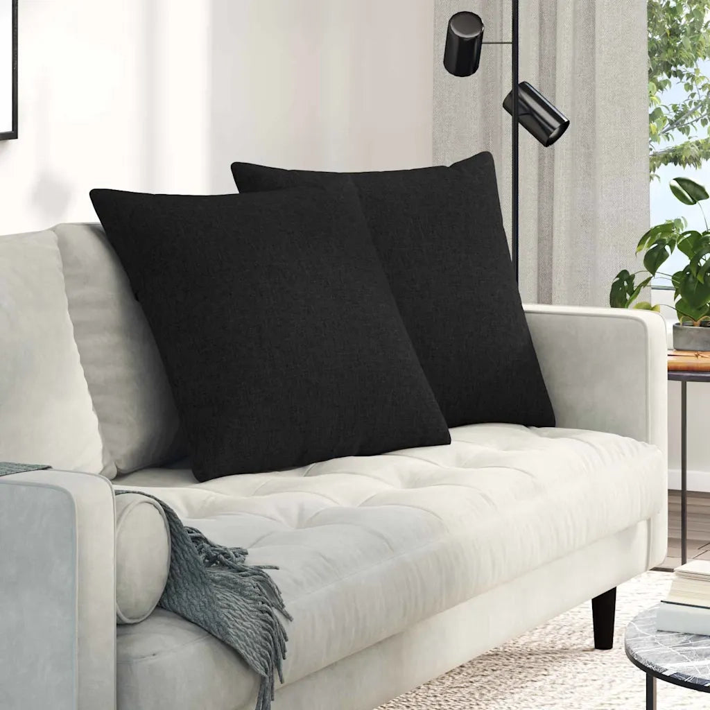 Cuscini da Divano 2 pz | Cuscini per sedie Nero 60 x 60 cm Tessuto