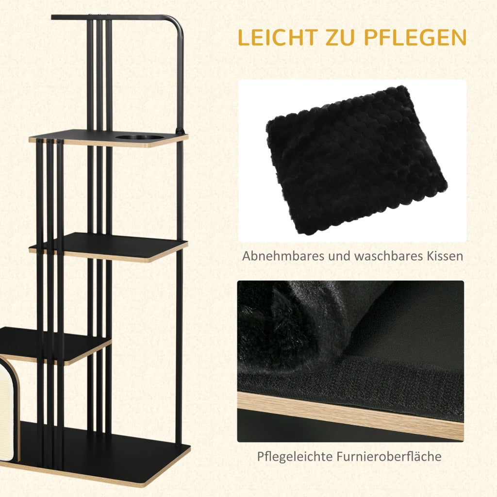 TIRAGRAFFI 170 cm con 3 piattaforme, nero, pannello truciolare e acciaio