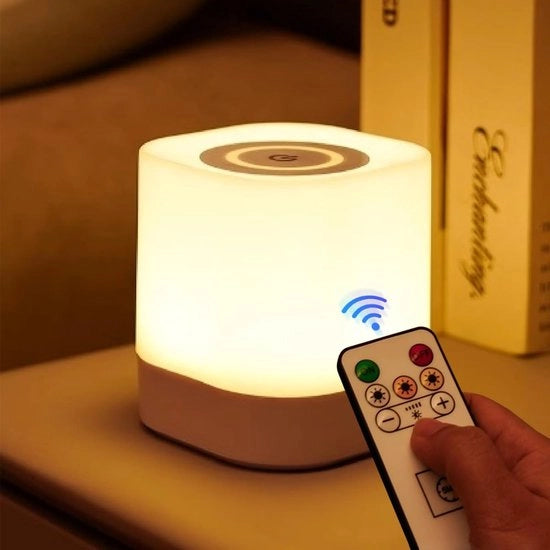 Lampada Tavolo a Toccata, 2600mAh USB Ricaricabile Lampada a Toccata Senza Spieghi, Regolabile con 3 Colori, Comando a Distanza Lampada Tavolo Portatile per Bambini, Bambini, Camera da Letto, Salotto, Campeggio
