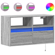Mobile TV a Parete | Armadietto TV | Mobile Porta TV con Luci LED Grigio Sonoma 80x31x45 cm
