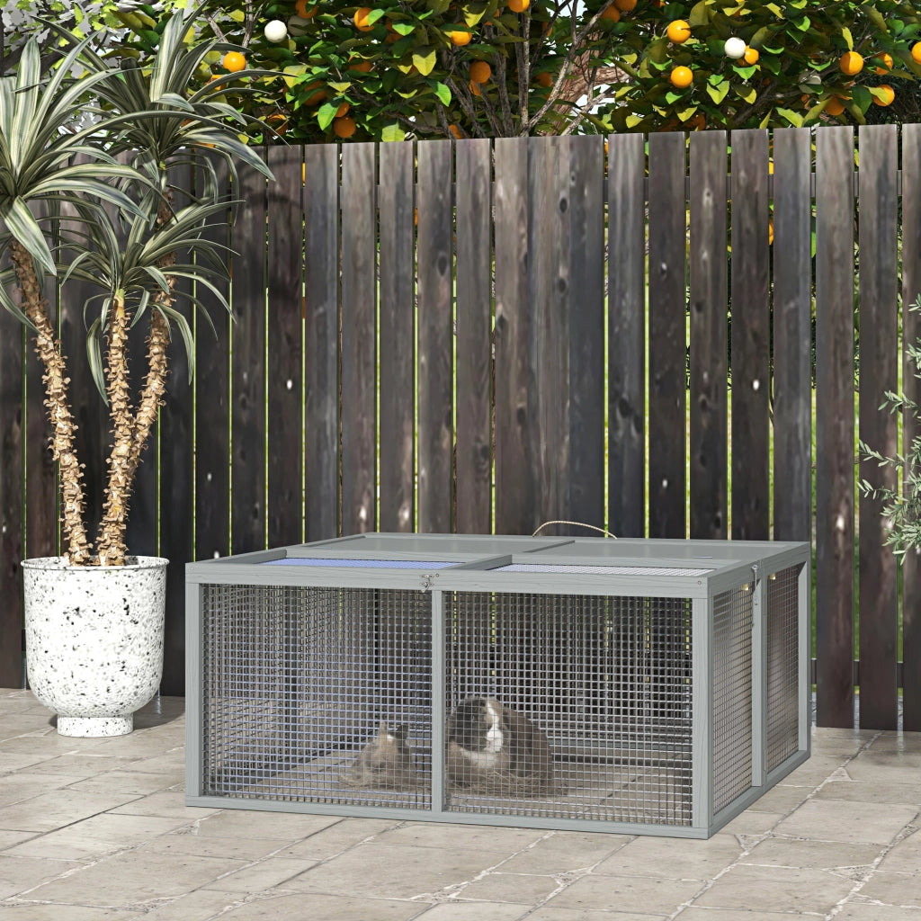 Gabbia pieghevole per conigli ¨C Xylo ¨C grigio 110x105x50 cm con maniglia apribile