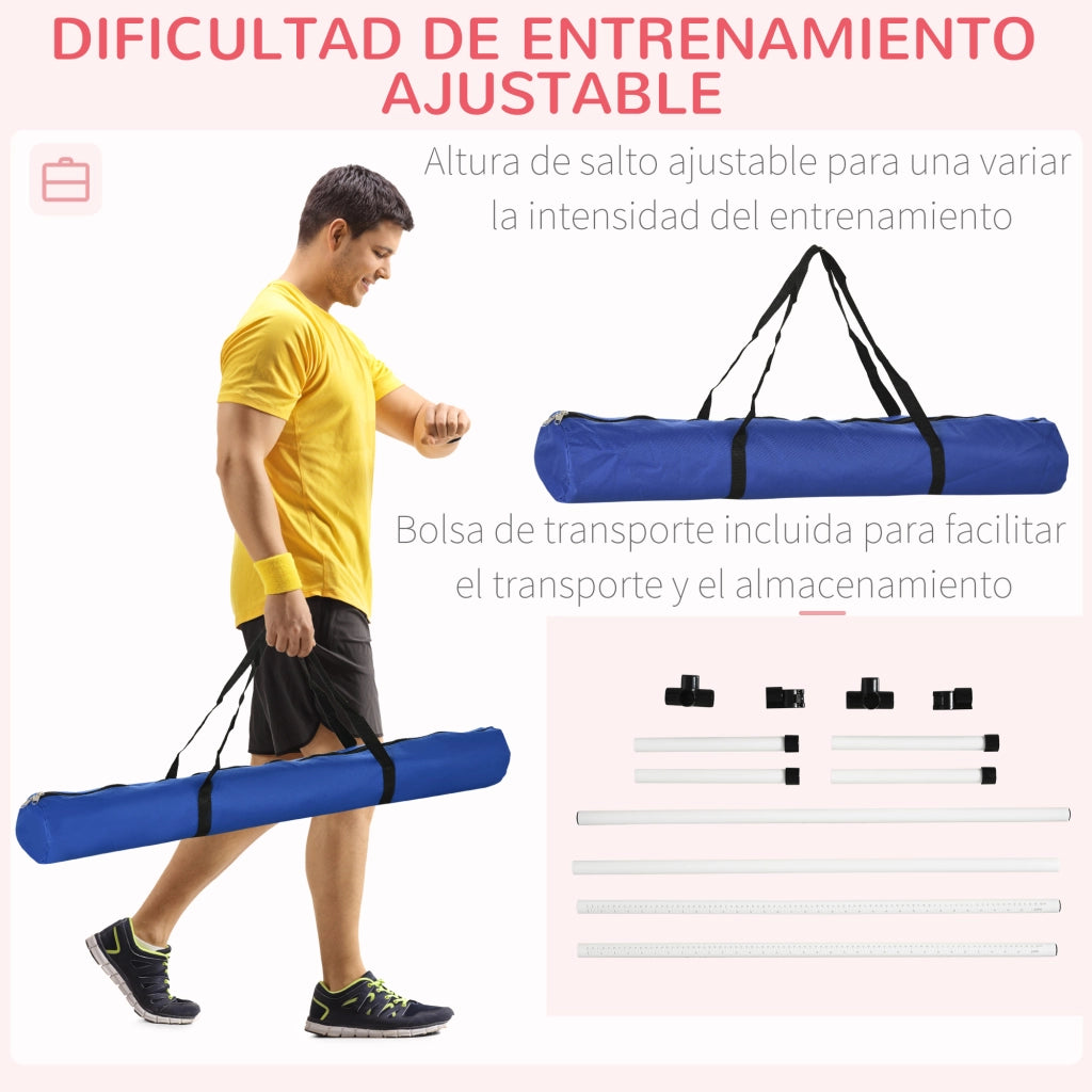 Set Addestramento Agilit¨¤ Cani ¨C Xylo ¨C 4 Ostacoli Salto Altezza Regolabile Borsa Trasporto 99x65x94 cm Bianco
