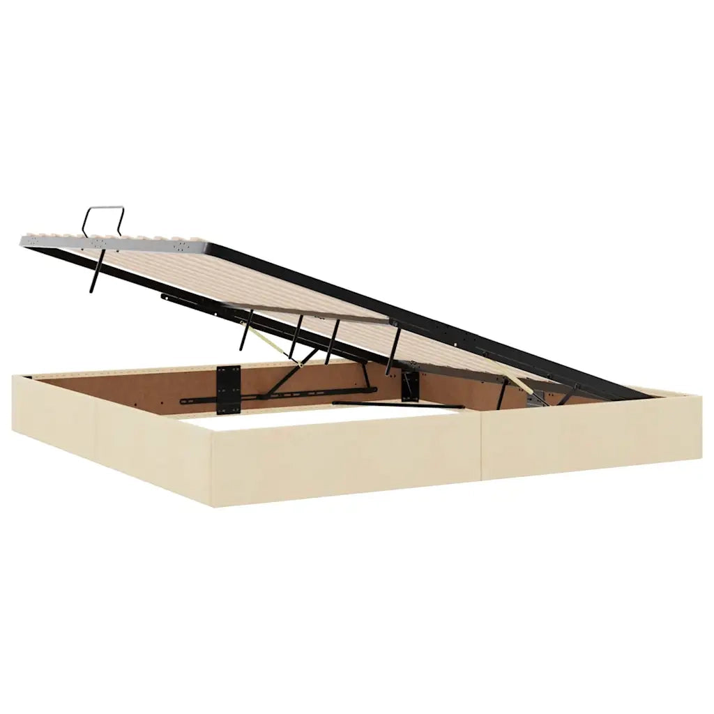 Letto con contenitore e materasso Crema 200 x 200 cm Poliestere 3371932