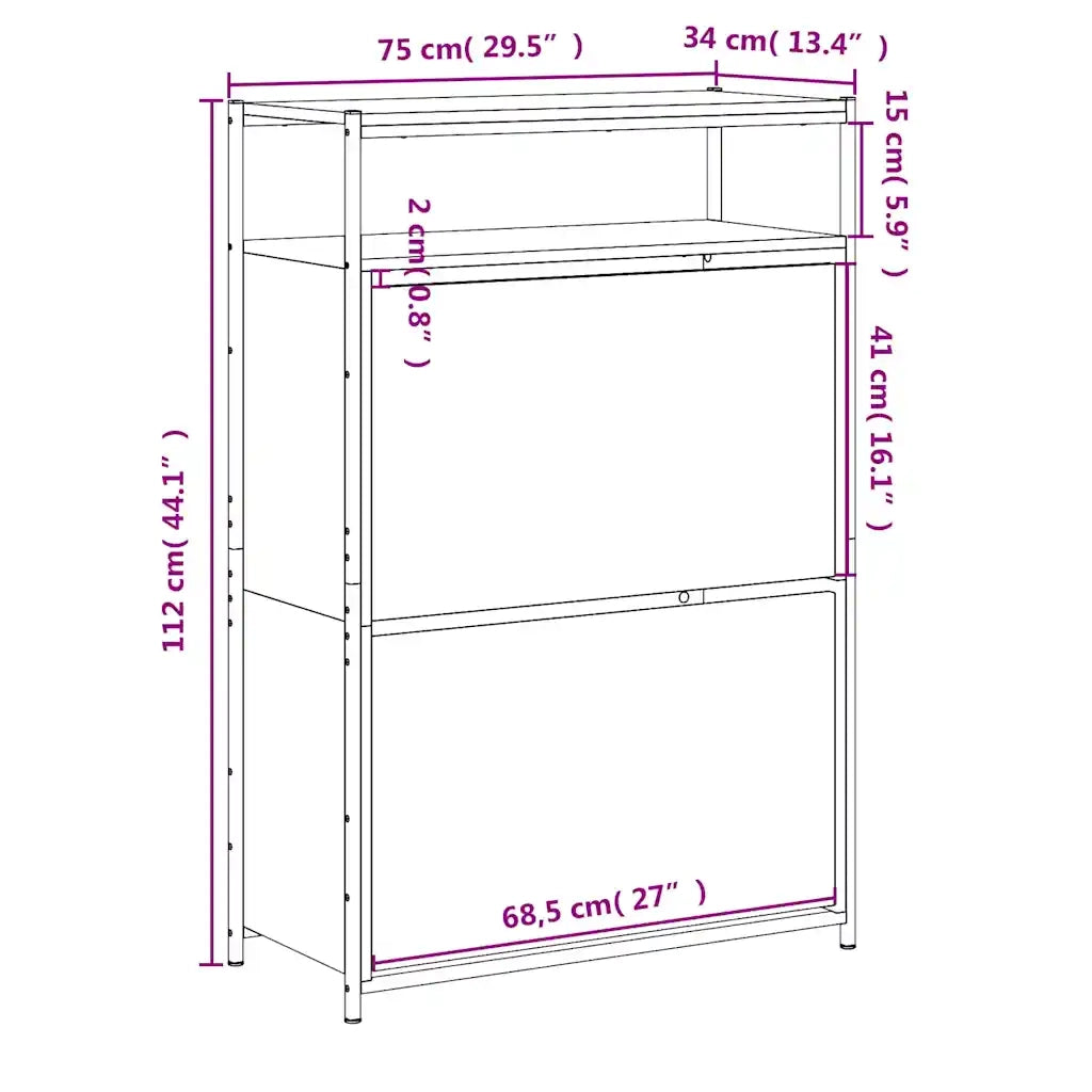 Scarpiera-Scaffale per scarpe Nera 75x34x112 cm in Legno Multistrato