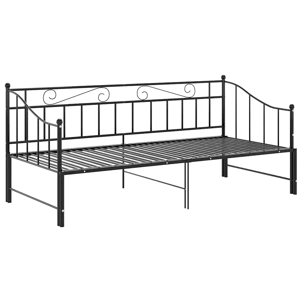 Telaio Divano Letto Estraibile Nero in Metallo 90x200 cm