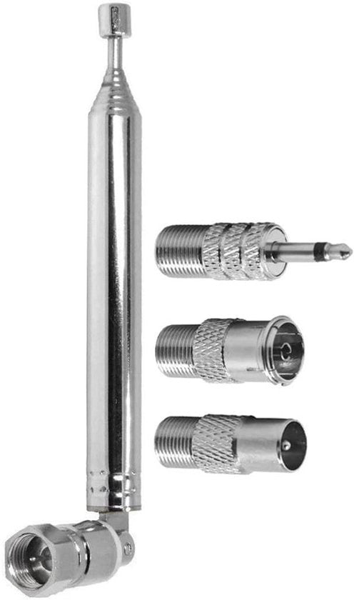 Antenna FM DAB Telescopica da Sostituire 76cm Connettore F-Maschio 3 Pezzi Convertitori per Radio TV AV