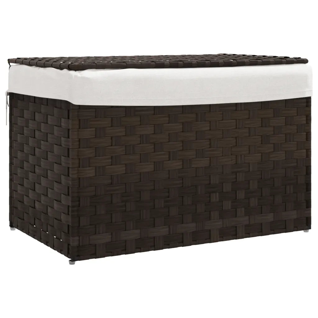 Cesto Biancheria Coperchio Marrone Scuro 55,5x35x34 Polyrattan CFW9698030