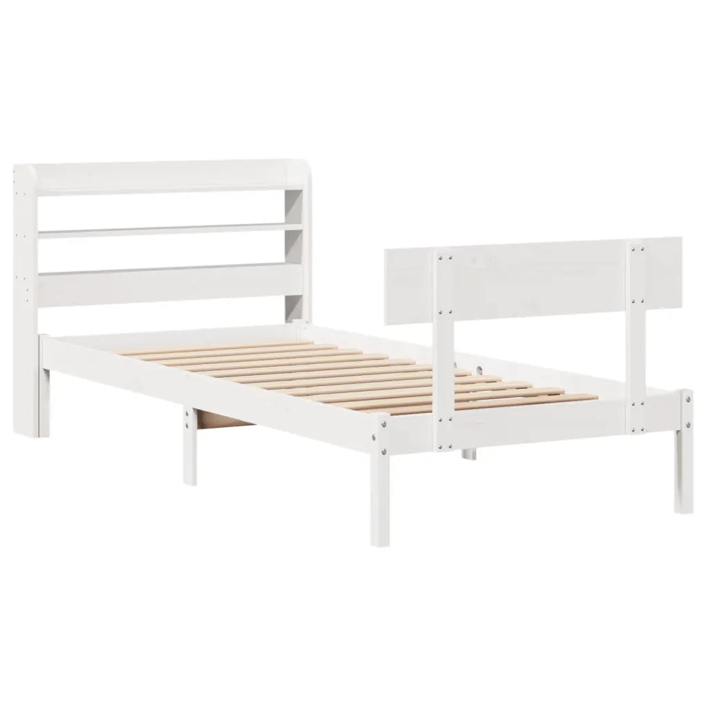 Letto singolo | Letto per adulti | Letto senza Materasso Bianco 90x190 cm in Legno Massello Pino