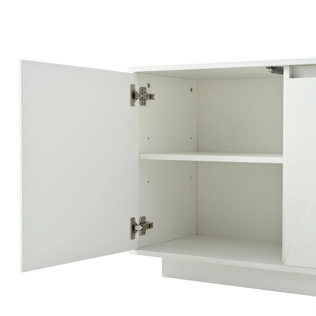 Sideboard bianco 140x40x60 cm con 3 ante; 1 cassetto; LED e ripiani regolabili in MDF