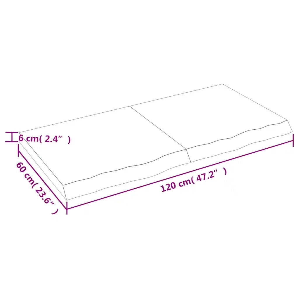 Piano Bagno Marrone 120x60x(2-6) cm Legno Massello Trattato 3156144