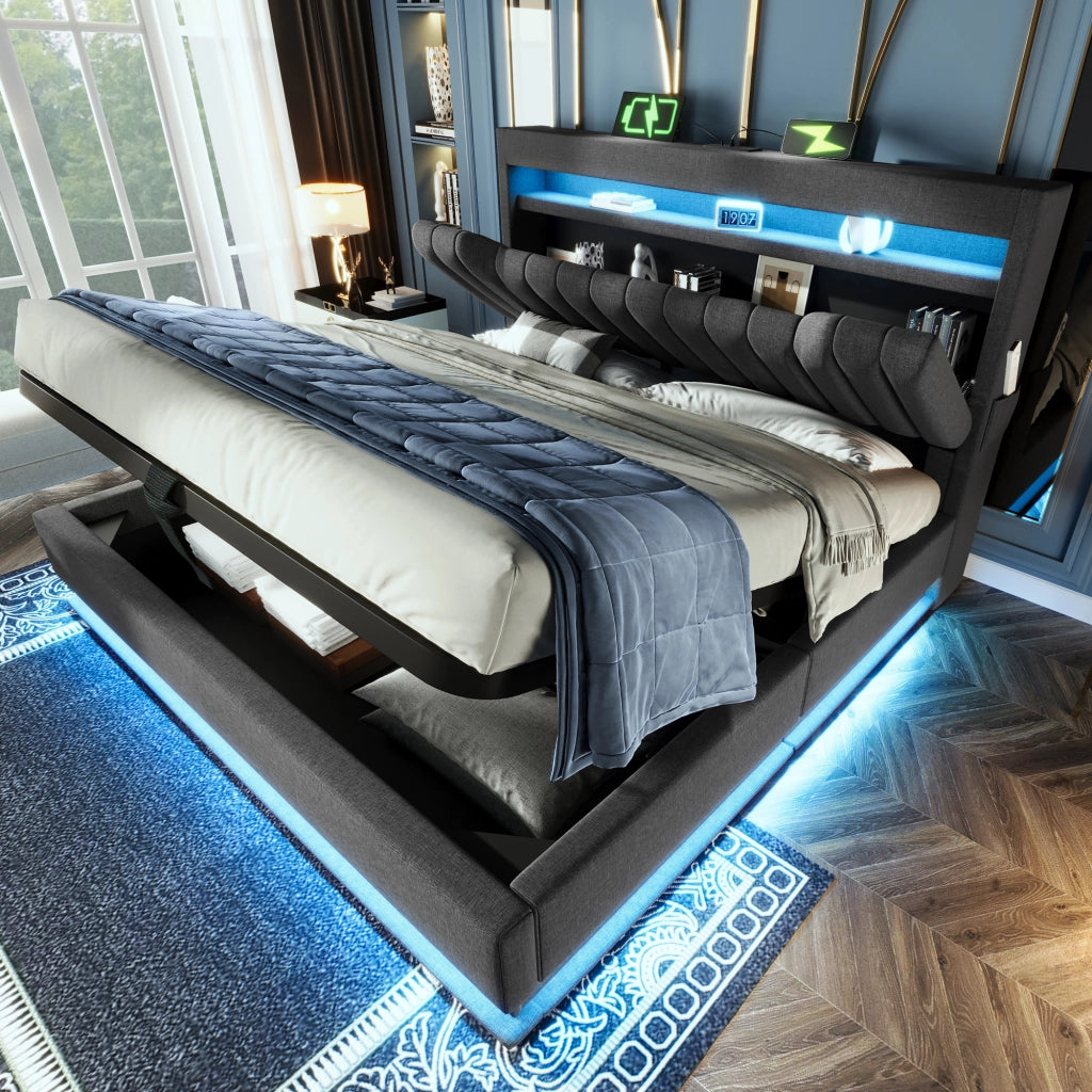 letto imbottito lino grigio 140 x 190 cm
