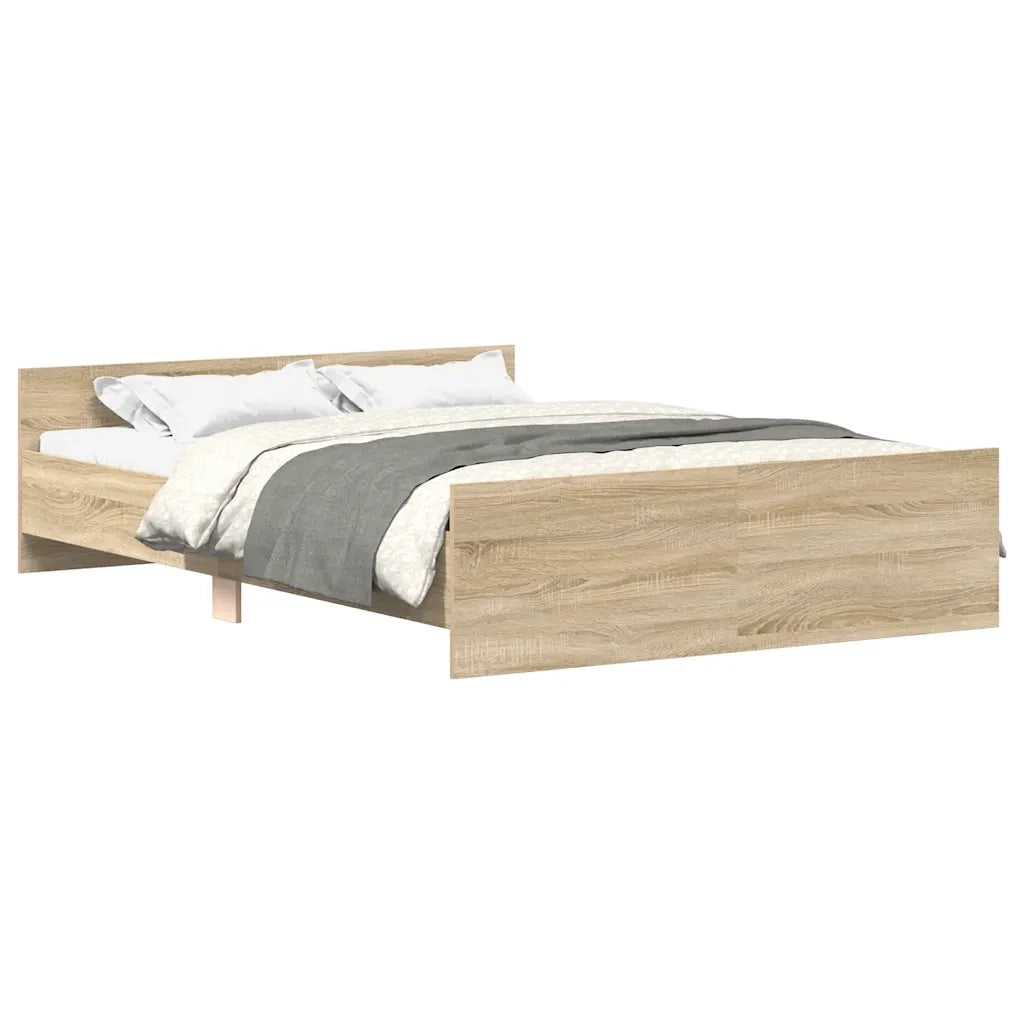 Giroletto con Testiera e Pediera-Struttura Letto Rovere Sonoma 150x200 cm