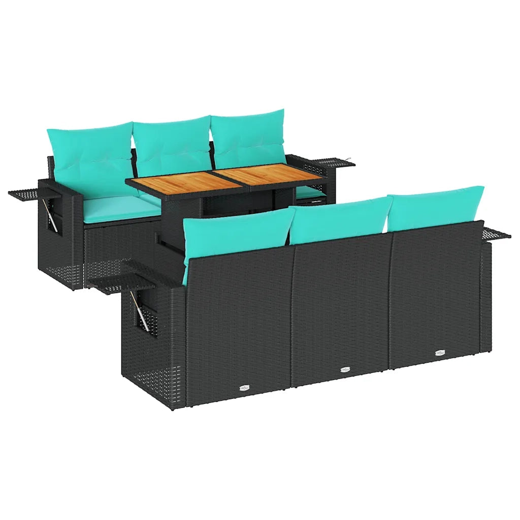 Set Divani da Giardino con Cuscini 7pz Nero Polyrattan 3327109