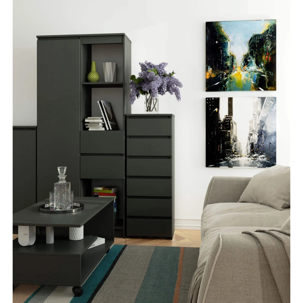 Cassettiera AKORD CL6 Cassettiera Grigia Grafite 40 cm 6 cassetti 40x35x109 cm
