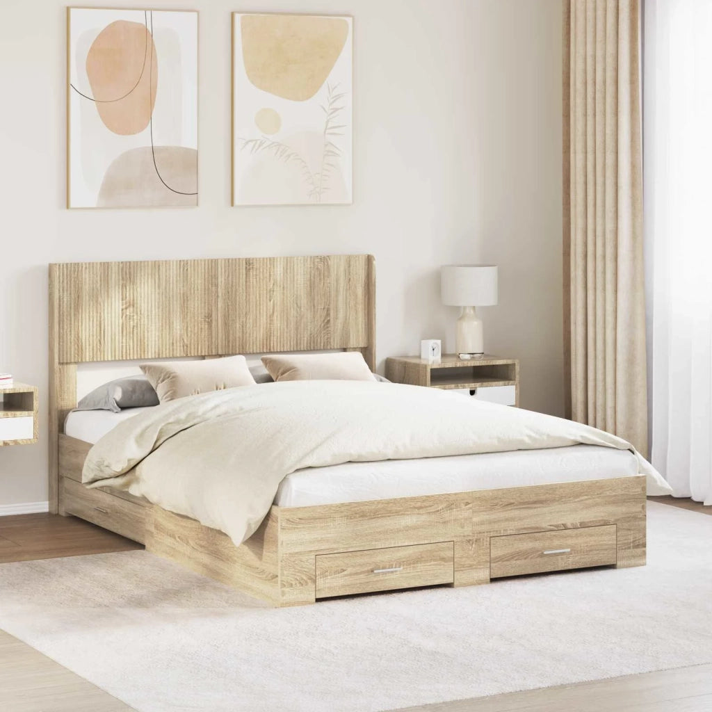 Struttura del letto con stoccaggio e testata Rovere Sonoma 3414455