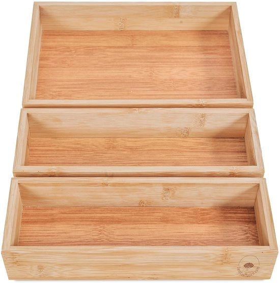 Set di 3 scatole di organizzazione in legno - scatola di legno pratica e flessibile in bambù - cassettiera di classificazione scatola di cosmetici scatola di organizzazione in legno scatole in legno