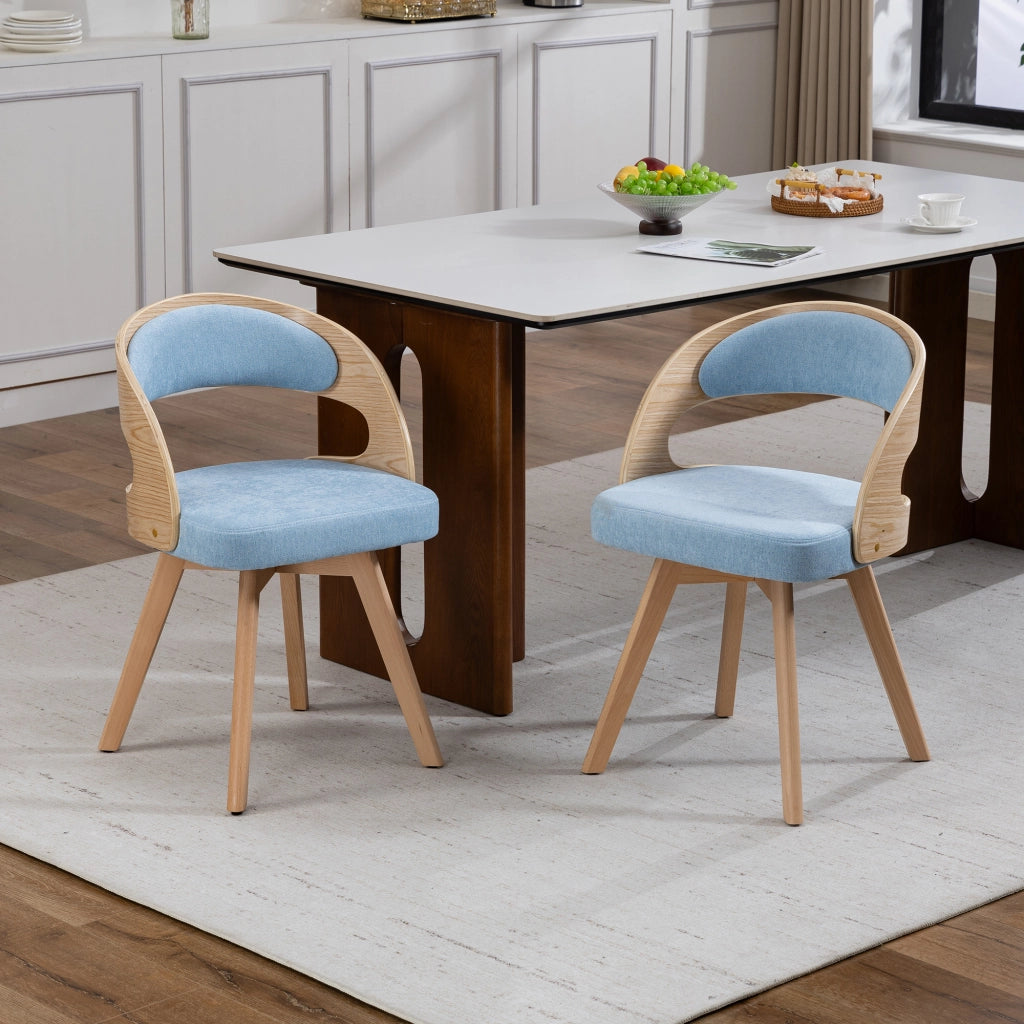 Sedia da Pranzo Girevole in Legno con Cuscino ¨C MINIMAL ¨C Schienale Curvo, Tessuto