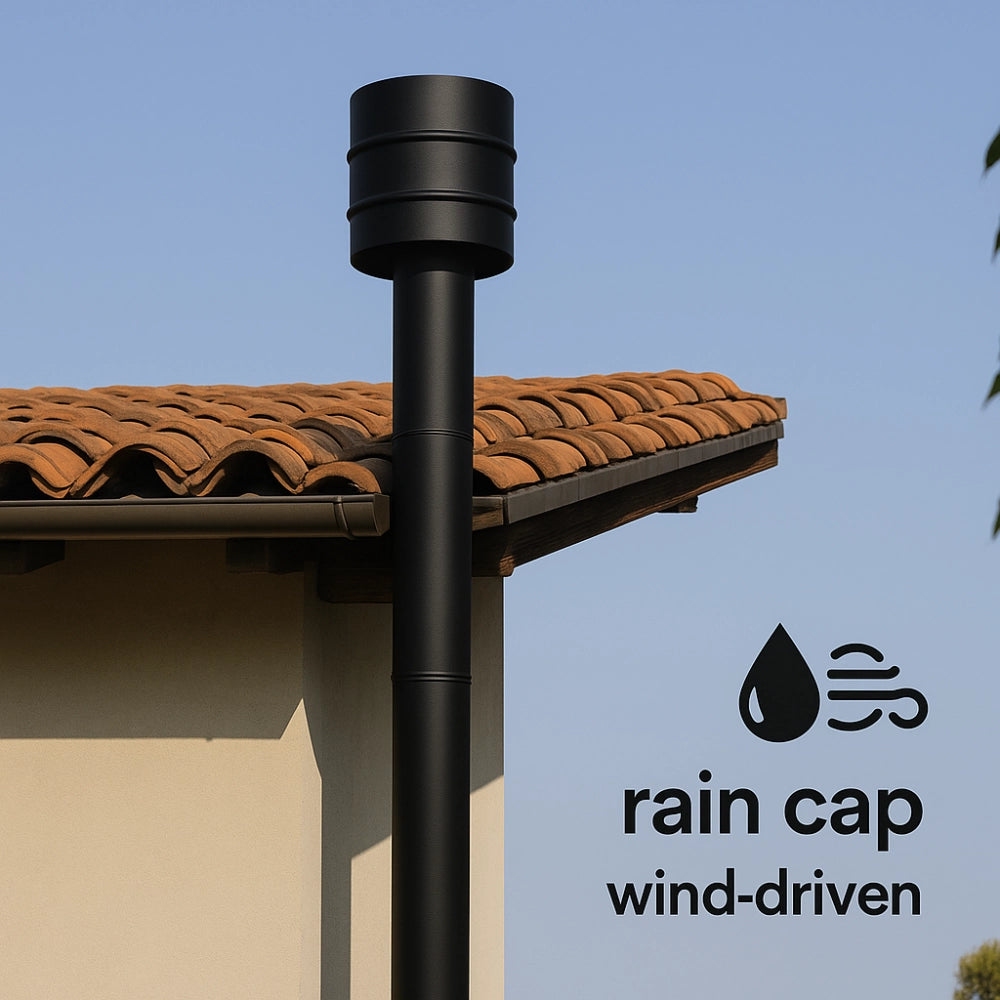 Fumaiolo 4 venti acciaio al carbonio verniciato spessore 1,2 mm diametro 80 per stufa pellet
